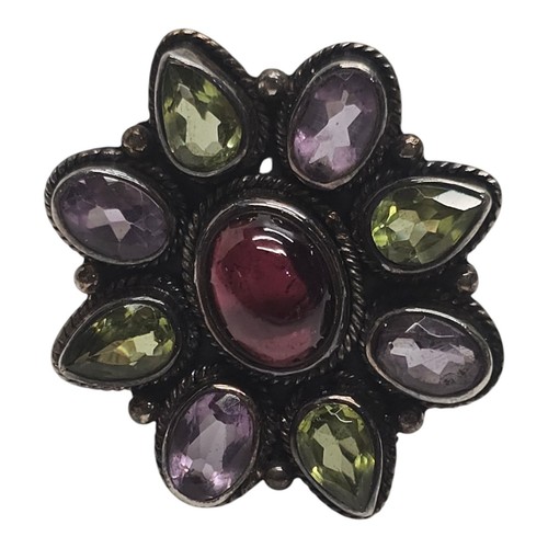 Cocktail ring amethyst peridot - amethyst,