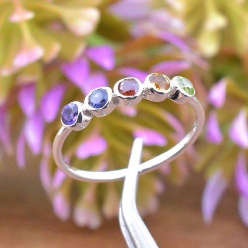 Multi gemstone stackable - stackable, ring